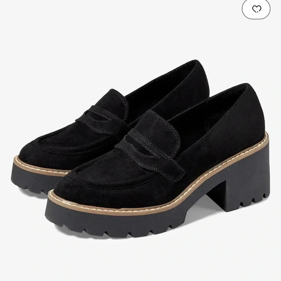 NWOT DV by Dolce Vita Temecula Black Faux Suede Block Oxford Heel Shoes - Picture 1 of 8